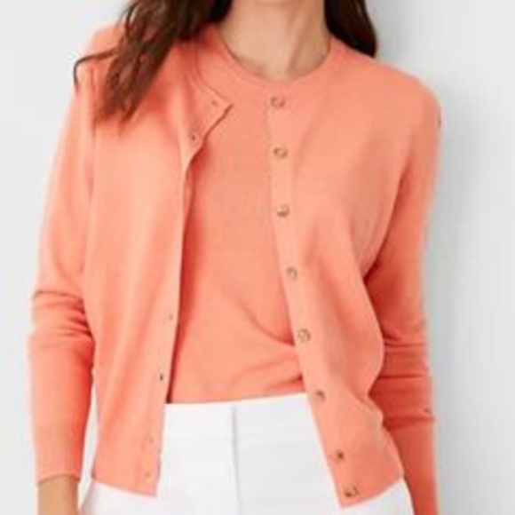 Banana Republic Stretch Cotton 2-piece Sweater Set - Coral Peach Size M - Picture 1 of 8